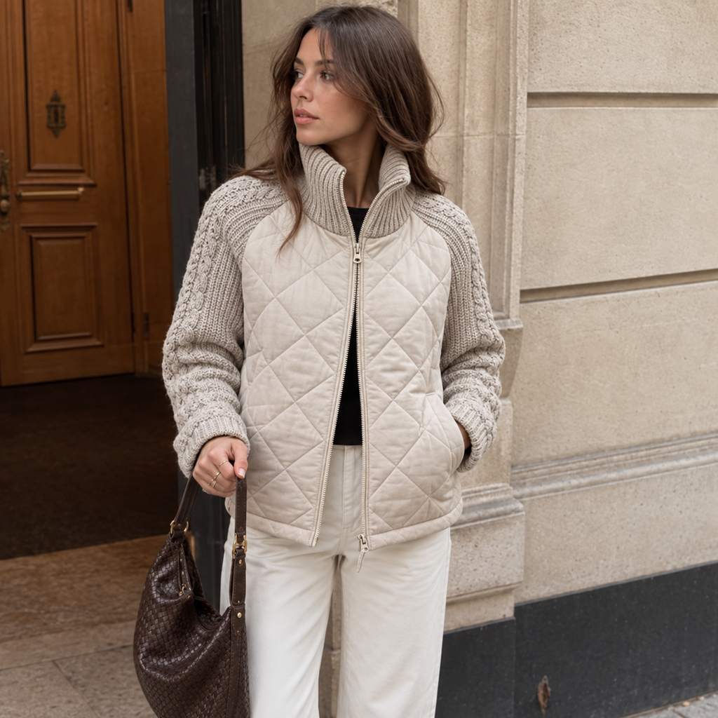 Giacca in Maglia - Inserti in Tessuto Patchwork