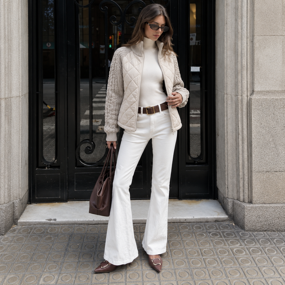 Giacca in Maglia - Inserti in Tessuto Patchwork